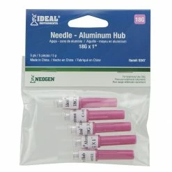 Ideal Aluminum Hub Needle 18G x 1" 5pk Pink 9347 - Livestock Health