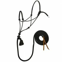 Weaver Leather Silvertip 95 Rope Halter with 10 Foot Lead - Average - Black - 35-9515-S1 - Rope Halters