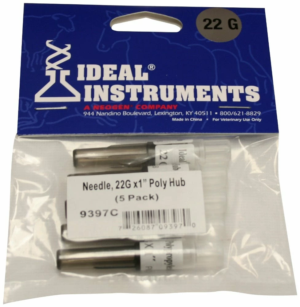 Ideal Instruments 22 gauge x 1" Polypropylene Hub Needle - 5 Pack 9397 - Livestock Health 4 Ideal Instruments 22 gauge x 1" Polypropylene Hub Needle - 5 Pack 9397 - Livestock Health - Image 2