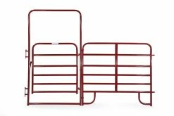 Tarter 10' 6 Bar Heavy Duty Walk Thru Arch Gate with Panel, Red - RRW64 - Corral Panels & Walk Thrus