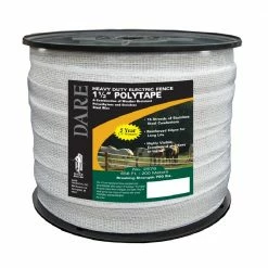 Dare White Electric Fence Wire Heavy Duty 1 1/2" x 656' Polytape - 2576 - Electric Fencing