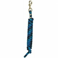 Weaver Leather Poly Lead Rope with a Solid Brass 225 Snap - Navy/Blue/Turquoise - 35-2100-B15 - Leads, Lunge Lines & Whips