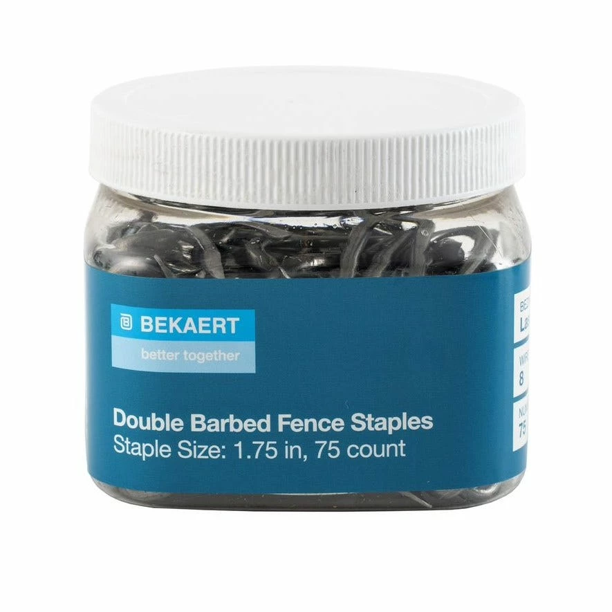 Bekaert 1.75" 8 Gauge Double Barbed Staples, 75 Count Tub - 654318 - Fencing 3 Bekaert 1.75" 8 Gauge Double Barbed Staples, 75 Count Tub - 654318 - Fencing