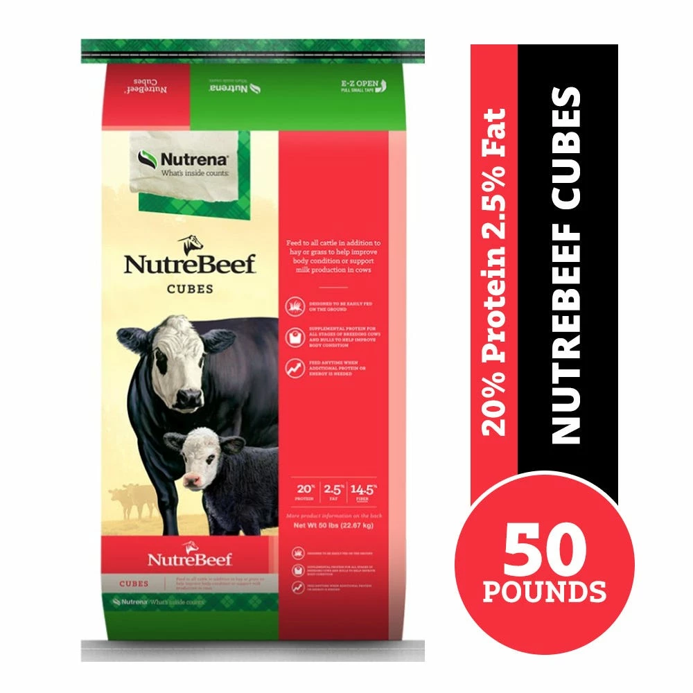Nutrena NutreBeef 20% All Natural Cube Cattle Feed, 50 lb. Bag 3 Nutrena NutreBeef 20% All Natural Cube Cattle Feed, 50 lb. Bag