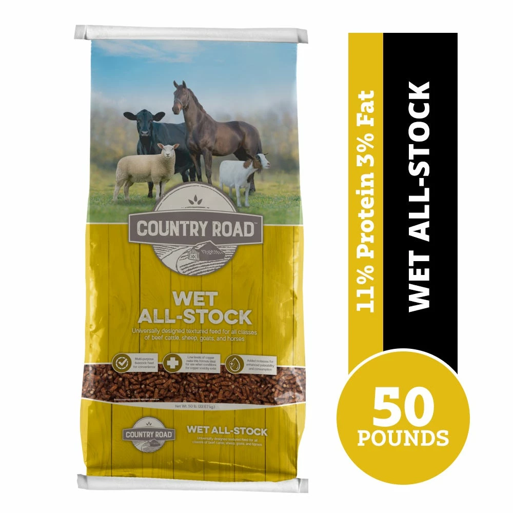 Country Road Wet All Stock 11% Protein Feed, 50 lb. Bag - Horse Feed 3 Country Road Wet All Stock 11% Protein Feed, 50 lb. Bag - Horse Feed