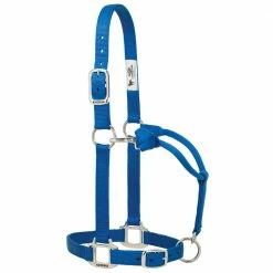 Weaver Leather Original Adjustable Nylon Halter with Chrome Plated Hardware - Medium - Blue - 35-7375-BL - Nylon Halters