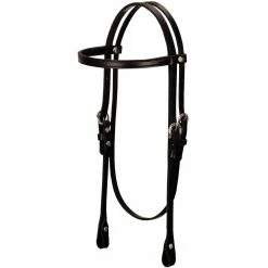 Weaver Leather Black Leather Browband Headstall - 10-0013 - Headstalls & Bridles