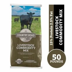 Various Brands Country Road Livestock Commodity Mix, 15% Commodity 3-Way Blend, 50 lb. Bag - Cattle Feed