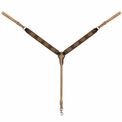 Turquoise Cross Turquoise Cross Floral Tooled Straight Breast Collar - 45-0300 - Turquoise Cross Tack