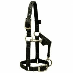 Weaver Leather Miniature Horse Adjustable Chin and Throat Snap Halter - Black - 5/8 Inch Average - 35-4800-BK - Nylon Halters