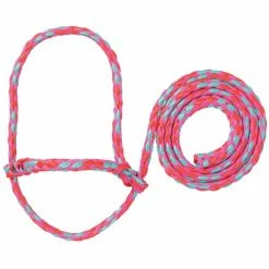 Weaver Leather Livestock Poly Rope Sheep Halter - Hot Pink/Coral/Mint - 35-7840-S18 - Sheep Halters & Accessories