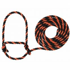 Weaver Leather Livestock Rope Halter Black/Orange - Cow - 35-7900-H4 - Cow Halters, Leads, & Barn Supplies