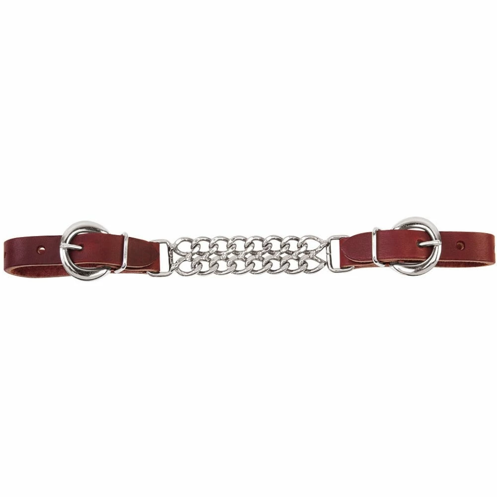 Weaver Leather Latigo Leather 4-1/2 Inch Double Flat Link Chain Curb Strap - 30-1351 - Bits & Curb Straps 4 Weaver Leather Latigo Leather 4-1/2 Inch Double Flat Link Chain Curb Strap - 30-1351 - Bits & Curb Straps - Image 2