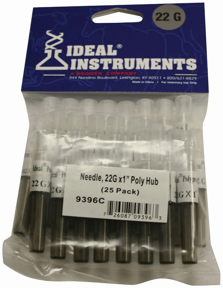 Ideal Instruments 22 gauge x 1" Polyproylene Hub Needle - 25 Pack 9396 - Livestock Health 4 Ideal Instruments 22 gauge x 1" Polyproylene Hub Needle - 25 Pack 9396 - Livestock Health - Image 2