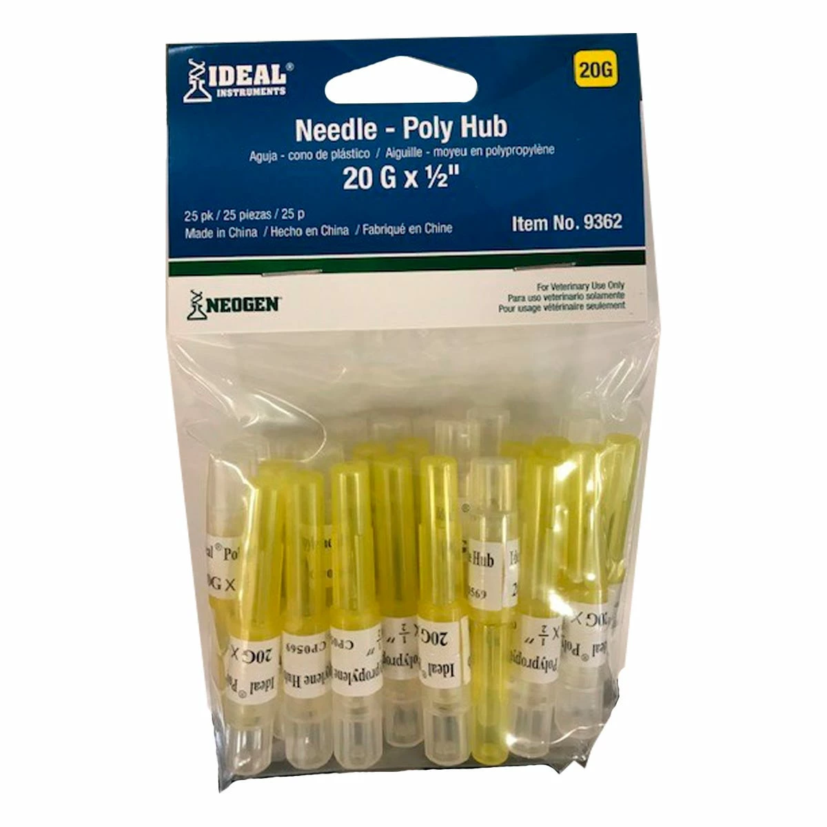 Ideal Poly Hub Needle 20G x 1/2 inch 25 pk 9362 - Livestock Health 3 Ideal Poly Hub Needle 20G x 1/2 inch 25 pk 9362 - Livestock Health