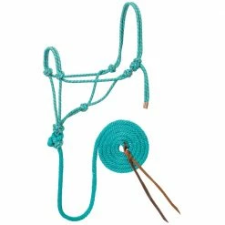 Weaver Leather Diamond Braid Rope Halter and Lead - Teal/Gray/Orange - 35-7800-R16 - Rope Halters