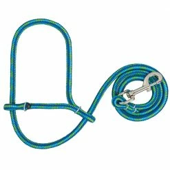 Weaver Leather Livestock Poly Rope Sheep Halter with Snap - Lime/Hurricane Blue/Royal Blue - 35-7845-K32 - Sheep Halters & Accessories