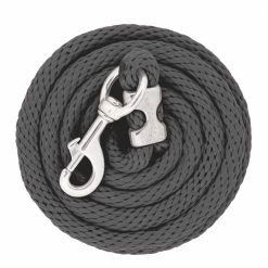 Weaver Leather Poly Lead Rope with Chrome Brass Snap - Graphite - 35-2101-S51 - Leads, Lunge Lines & Whips