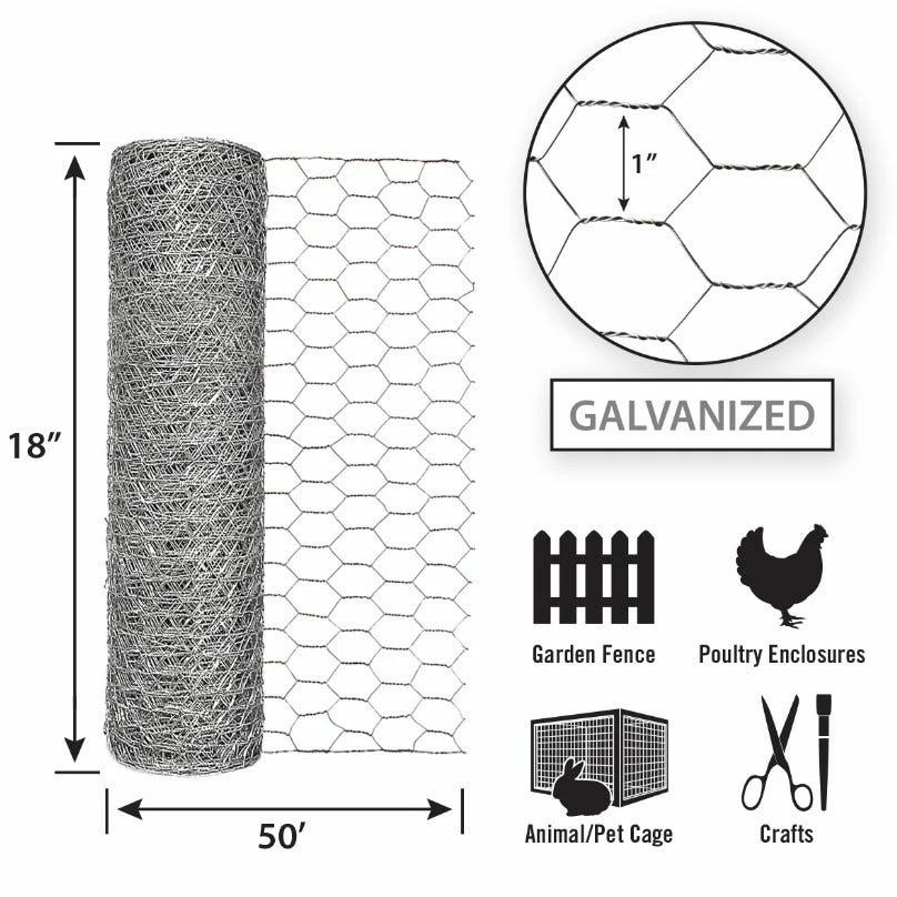 Garden Craft 18" x 50' Chicken Wire with 1" Openings - 161850 - Fence and Wire 4 Garden Craft 18" x 50' Chicken Wire with 1" Openings - 161850 - Fence and Wire - Image 2